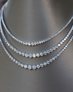 Collar de Moissanita Helada Estilo Riviera con 3 Puntas, Plata de Ley, Lujo Hip Hop, Engaste de Puntas, Estilo Riviera Graduado - Product Image 4