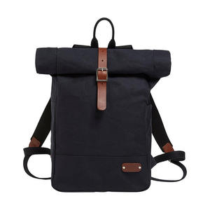 Black <b>Roll</b> Top <b>Backpack</b> Oxford Waterproof Rucksack Large Capacity Laptop Travel Bag Custom Logo Unisex - Product Image 1