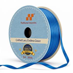 Ruban en satin bleu simple face de 3 mm prêt à être expédié pour l'emballage de cadeaux, l'emballage de bijoux, la couture, l'artisanat, vente en gros - Product Image 3