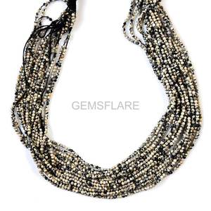 Cuentas redondas microfacetadas de jaspe dalmático natural de 2 mm, cuentas de jaspe para la fabricación de joyas, venta al por mayor, cuentas sueltas facetadas con corte de diamante. - Product Image 1