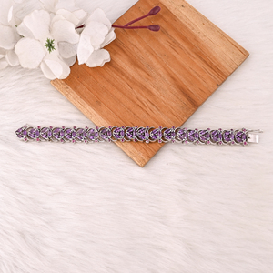 Luxury Purple Amethyst & Garnet Tennis <b>Bracelet</b> Handmade 925 Silver Jewelry for Unisex - Product Image 2