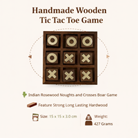 Jeu de Tic Tac Toe en bois de rose indien de qualité supérieure |   Jeu de stratégie en bois fait main, jeu de société et décoration de table, collection de cadeaux