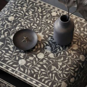 Resin Bone Inlay Nightstand Side Table With Drawers and <b>Shelf</b> Bedroom <b>Bedside</b> Cabinet - Product Image 4