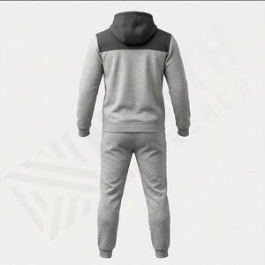 Ensemble de survêtement pour homme avec capuche et blocs de couleur, sweat-shirt à fermeture éclair intégrale et pantalon de jogging, tenue décontractée d'automne en polyester et coton - Product Image 3