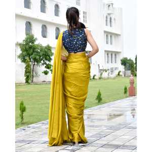 Ensemble de saris traditionnels en soie satinée verte avec motifs peints à la main, taille unique, pour mariages, fêtes, tenue de plage, toutes saisons - Product Image 3