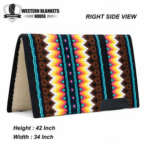 Sous-selle Western Blankets House Style Classique 42x34 pouces, doublure en polaire de laine, rembourrage en polyester, protection antichoc pour cheval - Product Image 1