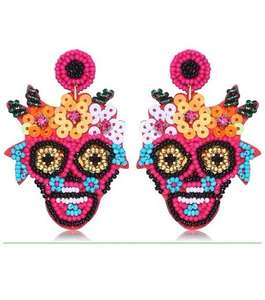 Pendientes Colgantes Hechos a Mano con Cuentas de Flor Margarita Blancos y Verdes - Accesorios de Joyería de Moda para Primavera Verano, Bordado y Costura - Product Image 4