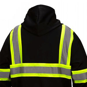 Sweat à capuche en polaire haute visibilité, classe 1 ANSI, bande réfléchissante imperméable, fermeture éclair, poches avant, logo personnalisé, vêtements de sécurité élevée - Product Image 2