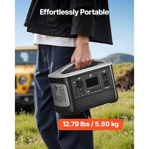<b>Portable</b> 600W Power Station 493Wh LiFePO4 Solar <b>Generator</b> with 8 Output Ports Home Emergency Backup Battery - Product Image 5
