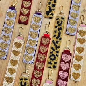 Popular Greek Letter Designs Custom Sequin Beaded Keychain Wristlet Sorority Game Day <b>Personalized</b> Comfortable Fashion <b>Keychains</b> - Product Image 4