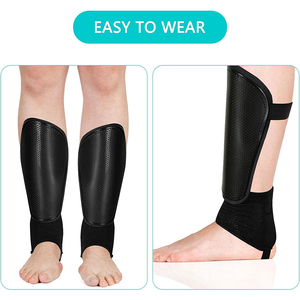 Parastinchi da calcio in PU per adulti, blu, leggeri, con chiusura a strappo, protezione per polpaccio per il calcio - Product Image 4