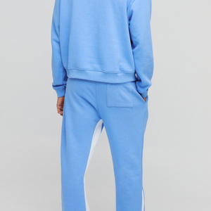 Ensemble de survêtement bleu clair à capuche pour homme, coupe ample, décontracté, avec sweat-shirt et pantalon à poches latérales, en coton respirant - Product Image 6