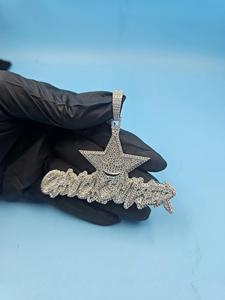 Colgante Personalizado con Nombre de Estrella, Plata de Ley 925, Moissanita VVS, Cadena Hip Hop con Incrustaciones de Diamantes, Joyería Personalizada con Letras para Hombre - Product Image 2