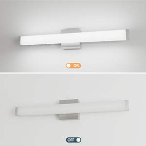 25-Inch Bathroom Vanity <b>Light</b> <b>Square</b> <b>LED</b> Wall Bar Lighting Fixtures with Brushed Nickel Finish 14W 6000K Cool White Mirror - Product Image 5