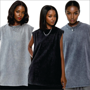 เสื้อกล้ามทรงโอเวอร์ไซส์ ล้างสีแบบแอซิดวอช สำหรับฤดูร้อน ผู้หญิง ผู้ชาย ไซส์พลัส ผ้าโพลีเอสเตอร์/คอตตอน ถักทอ แห้งเร็ว ระบายอากาศดี แบบไม่มีแขน - Product Image 3