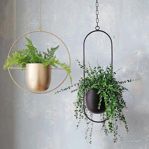 Macetero Colgante de Metal Moderno para Interiores, Soporte de Pared o Techo, Maceta Geométrica Colgante para Decoración del Hogar o Balcón - Product Image 1