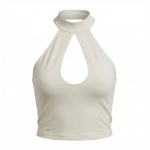 Top Corto Casual Halter para Mujer, Chaleco de Verano sin Mangas, Camiseta Sexy de Color Sólido Personalizado, Ropa Premium - Product Image 1