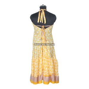 Vestidos Largos de Playa para Mujer 2026, Cuello en V, Estampado Floral, Estilo Bohemio, Casual, Vintage, de Seda, Tipo Sari, Elegantes para Cena - Product Image 4