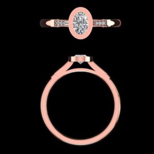 0.53 Carat Oval Cut Diamond Engagement <b>Ring</b> 18k 14k Solid Rose <b>Gold</b> Bezel <b>Set</b> Wedding Band Luxury Fine Jewelry Women <b>Ring</b> - Product Image 1