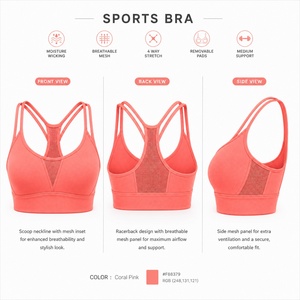 Soutien-gorge de sport yoga personnalisé avec logo OEM, sans couture, à bretelles croisées, respirant, rembourré, pour fitness, fournisseur Prime Power - Product Image 5