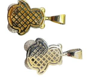 Pendentif personnalisé en argent sterling 925 avec moissanite glacée en forme d'ours en peluche, cadeau pour femme, bijoux de mode - Product Image 3