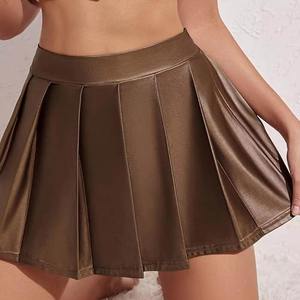 Jupe trapèze vintage en cuir véritable épais pour femme, style tendance, avec votre logo, motif léopard, décontractée, pour l'hiver, haute qualité - Product Image 2