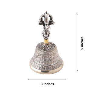 Campanas Religiosas Bajra de Bronce Antiguo Hechas a Mano, Campana Budista para Oración, Meditación en Templos y Decoración Espiritual - Product Image 2
