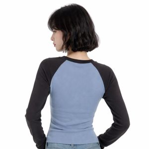 เสื้อยืดแขนยาวลายทางสไตล์วินเทจสำหรับผู้หญิง ผ้าฝ้ายเจอร์ซีย์ 100% แห้งเร็ว ระบายอากาศดี สวมใส่สบายทุกวัน ลายเพชร - Product Image 3