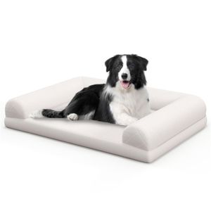 Lit orthopédique pour chien de 36 pouces, beige, avec mousse à mémoire de forme, boudinage 3 côtés, housse imprimée amovible et lavable - Product Image 2
