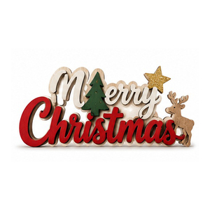 Merry <b>Christmas</b> <b>Wooden</b> Sign With Stars And <b>Tree</b> Traditional Handicraft Decoration - Product Image 5