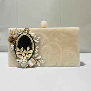 กระเป๋าเรซิ่นทำมือทรงวงรีสีเหลือง กระเป๋าคลัทช์สำหรับงานกลางคืน ประดับคริสตัลและมุก กระเป๋าถือสำหรับงานเลี้ยง กระเป๋าสะพายข้างสำหรับงานแต่งงาน - Product Image 2