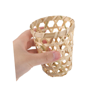 Handwoven <b>Cheap</b> Price Bamboo Cup Drink Holder Cup Holder Bag Home Decor Coffee Plant <b>Basket</b> from Vietnam - Product Image 2