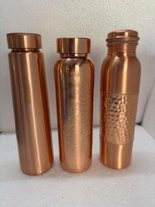 Botella de agua de doble pared de cobre puro con pajita y tapa |   Botella Ayurvédica Antiderrames con Acabado Martillado y Grabado - Product Image 4