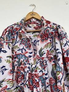 Femmes filles imprimé pur coton Maxi robe indien bloc imprimé décontracté été soirée à la mode en gros longue Midi en vrac - Product Image 2