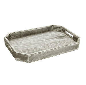 Plateau de service octogonal en bois de pin motif décoratif avec poignées approvisionnement de restaurant d'hôtel de qualité supérieure utilisation personnalisée possible - Product Image 2