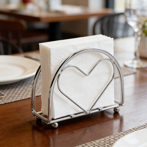 Porta Servilletas de Metal Plateado con Forma de Corazón, Decorativo para Mesa, Soporte para Servilletas y Pañuelos con Diseño de Corazón para Mesa de Comedor, Cocina, Restaurante - Product Image 6
