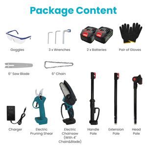 Tijeras de podar inalámbricas 4 en 1, motosierra eléctrica con extensión máxima de 5.5 pies, sierra de 4/6 varillas, hoja SK5, herramientas de jardín sin escobillas - Product Image 2