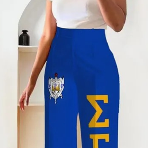 กางเกงขายาวทรงตรงพิมพ์ลาย Sigma Gamma Rho กางเกงลำลองทรงกว้าง สวมใส่สบายทุกฤดู ลายพิมพ์ตามสั่ง ชุดทีม OEM ODM - Product Image 2