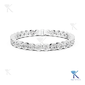 Elegant Bezel Set 4.00MM Lab Grown Round Brilliant Cut Diamond Tennis <b>Bracelet</b> 14K 18K <b>Solid</b> Gold Fine Unisex Luxury Jewelry - Product Image 3