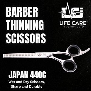 Juego de tijeras de peluquería profesional, tijeras de adelgazamiento y cabello de color plateado, fabricadas con acero inoxidable de alta calidad por Life Care - Product Image 3