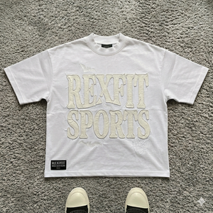 T-shirt oversize à col rond pour homme Rexfit Sports Fashion, style vintage, effet délavé, imprimé en mousse, streetwear décontracté - Product Image 3