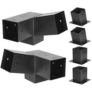 2-Pack Pergola <b>Kit</b> 4x4 Inch 3-Way Slanted Brackets 3.5x3.5 Inch <b>Wood</b> Beams Actual Size 2 Post Bases 2 Wall Mount Bases for - Product Image 1