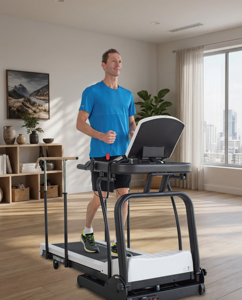 Caminadora Eléctrica Plegable para Uso Doméstico y Clínico, Rehabilitación, Personas Mayores, Pasamanos de Seguridad, Motor de 2.0/4.0 HP, Inclinación de 0-16% - Product Image 1