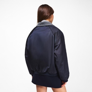 Chaqueta Bomber Unisex Azul Marino, Forro de Algodón, Cortavientos, con Capucha, Cierre de Cremallera, Ropa de Invierno Informal, Corte Regular, Exterior de Poliéster - Product Image 5