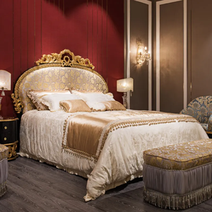 Juego de Dormitorio de Lujo Estilo Palacio Francés, Tallado a Mano en Madera de Caoba Sólida, Tamaño King, Personalizable para Hotel y Villa - Product Image 1