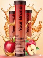 Compléments Énergétiques Avancés pour le Métabolisme : Comprimés Effervescents ACV L-Carnitine Sans Sucre, Saveur Pomme Pétillante, pour Adultes