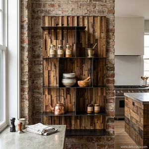 Support de rangement suspendu en bois multifonction, support mural de cuisine, supports de rangement et supports modernes - Product Image 5