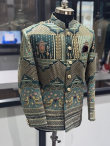 Luxury Hand Embroidered Indo-Western Sherwani <b>Jacket</b> <b>for</b> Men – Designer <b>Wedding</b> & Groom Wear Bandhgala Coat Export Quality - Product Image 6