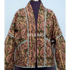 Chaqueta Kantha de Lujo con Estampado Floral, 100% Algodón, Detalle de Botones, Transpirable, Ecológica, Ropa Festiva de Invierno, Elegante para Mujer - Product Image 2