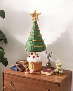 Rattan Decorate <b>Christmas</b> <b>Tree</b> With Star Topper And Round Basket Base Eco Friendly Woven Holiday <b>Tabletop</b> - Product Image 3